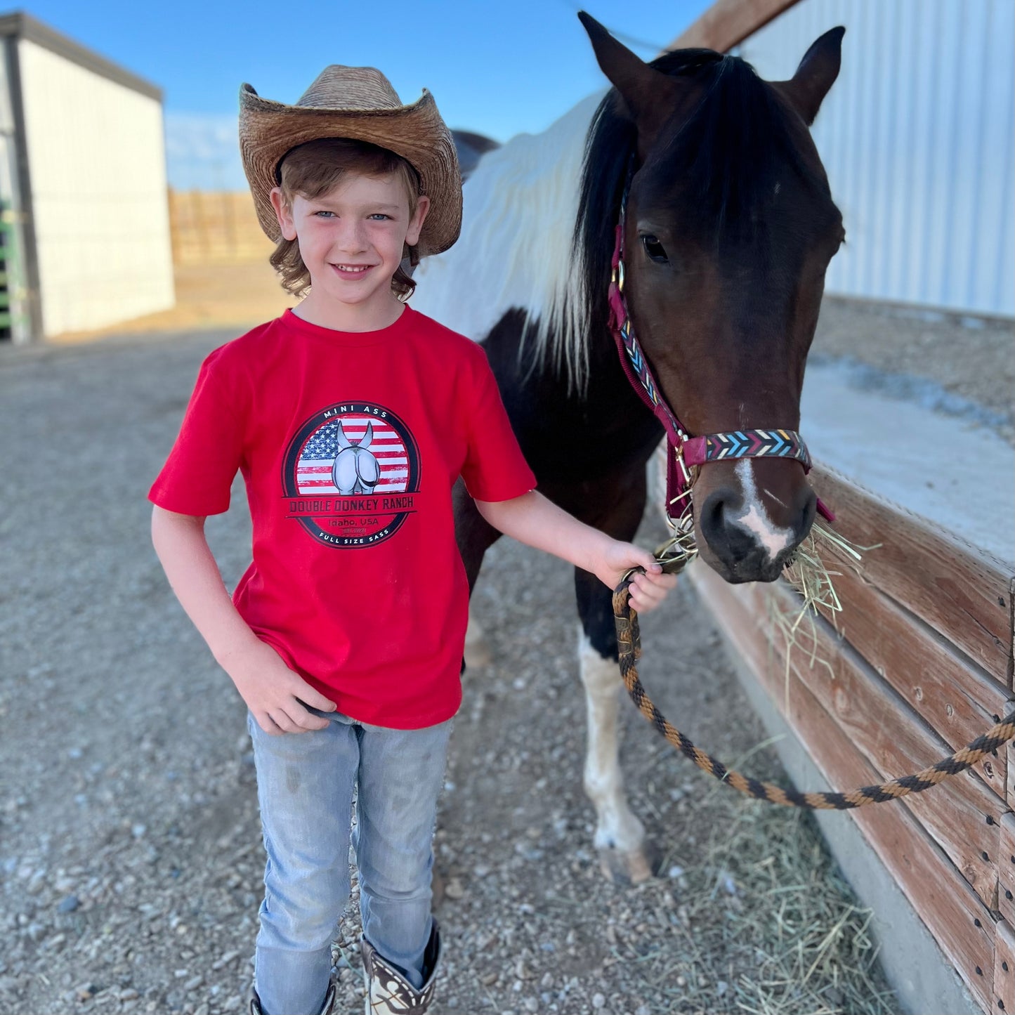 Youth Red American Donkey Tee